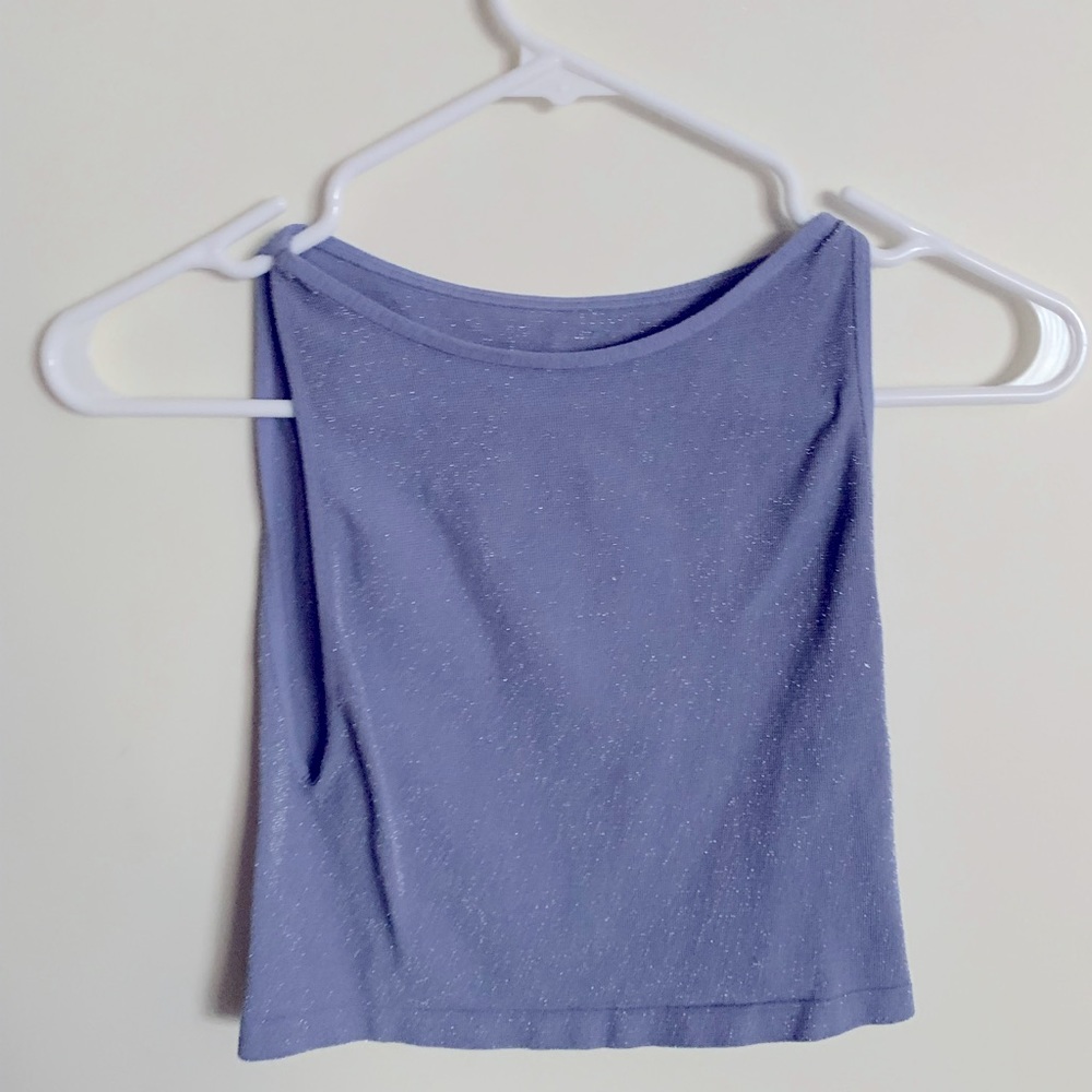 XS/S sparkly baby blue crop top! Super comfy, only worn a few times.